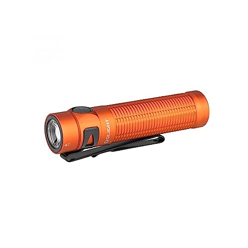 OLIGHT Baton 3 Pro Kaltes Weiß LED Taschenlampe, Extrem Hell 1500 Lumen 175 Meter USB Aufladbare Taschenlampe mit 6 Lichtmodi, 120 Tage Leuchtdauer IPX8 Wasserdicht Tragbare Taschenlampe(Orange) von OLIGHT