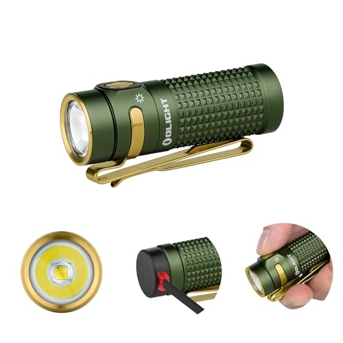 OLIGHT Baton 4 LED Taschenlampe klein wiederaufladbare Taschenlampe Bis zu 1300 Lumen, 170 Meter Leuchtweite Superhelle mini Taschenlampe mit 6 Modi, 30 Tage Laufzeit Handlampe IPX8 für Alltag OD Grün von OLIGHT