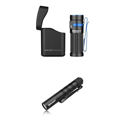 OLIGHT Bundle of Baton 4 kit kleine LED Taschenlampe mit dimmbarem Ladecase bis zu 190 Tage Laufzeit 1300 Lm + i3T 2 Mini Handlamp 300 Lm mit 2 Lichtmodi AAA-Schlüssellampe mit Endkappenschalter von OLIGHT