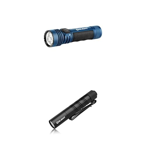 OLIGHT Bundle of Seeker 4 Pro LED Taschenlampe mit Holster, 4600 Lumen 260 Meter(Blau Kaltweiß) + I3T 2 Mini Taschenlampe, 200 Lumen Kompakte Helle Licht mit beidseitigem Taschenclip von OLIGHT