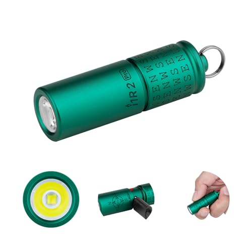 OLIGHT I1R II Pro EOS Mini LED Taschenlampe 180 Lumen Superhelle USB-Aufladbare Taschenlampe Schlüsselbund, IPX8 und 1,5m Fallschutz kleine Taschenlampen für Outdoor Camping und Repaturen (Grün) von OLIGHT