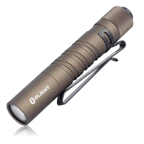 OLIGHT I3T Mini LED Taschenlampe 180 Lumen 60m Reichweite, kleine Lampe mit Endkappenschalter, Wasserdicht IPX8, AAA Batterie, für Camping, Jagd, Outdoor und Notfall (Desert Tan) von OLIGHT