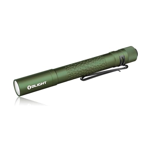 OLIGHT I5T Plus Pebble LED Taschenlampe Superhelle Kleine EDC Stiftlampe 2xAA Batterie mit Endkappenschalter, 550 Lumen IPX8 und 1,5m Falltest, Robuste Handlampe für Outdoor Camping (Grün Kalt Weiß) von OLIGHT