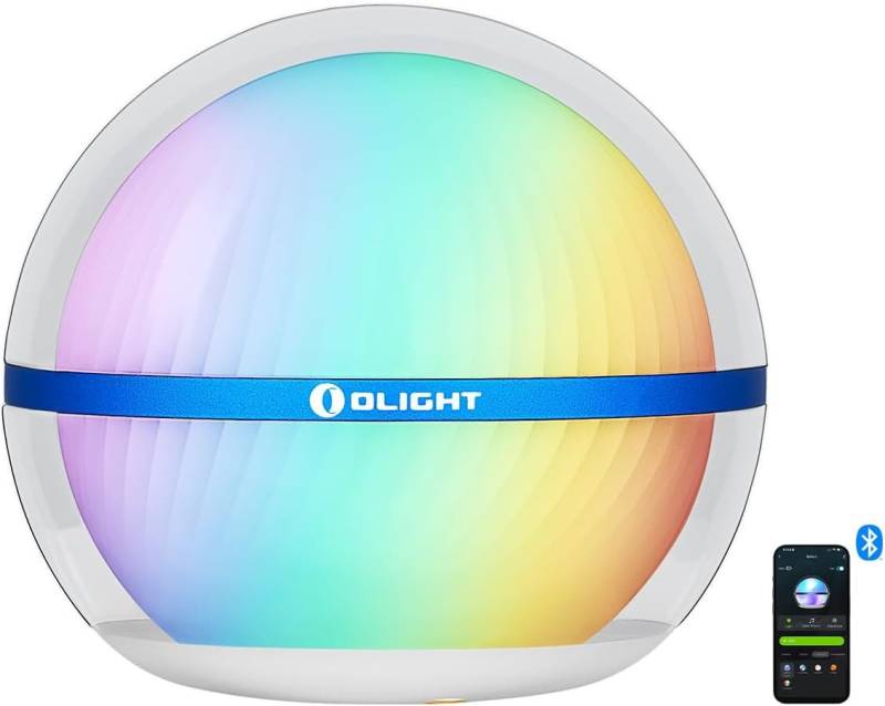 OLIGHT LED Nachtlicht OLIGHT Sphere Smart Night Light mit App-Steuerung, 75 Lumen dimmbare Beleuchtung, Farbwechselndes RGB-Atmosphärenlicht, Wiederaufladbare Nachttischlampe für Schlaf, Lesen, Party & Deko von OLIGHT