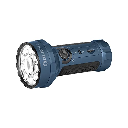 OLIGHT Marauder Mini LED Taschenlampe Super Hell 7000 Lumen 600 Meter Wiederaufladbare Taschenlampe mit Strahler und Flutlicht, 3 Arten farbiger LEDs mit Abstandssensor für Outdoor (Mitternachtblau) von OLIGHT