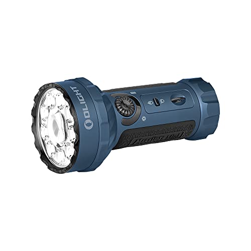 OLIGHT Marauder Mini LED uper Hell 7000 Lumen 600 Meter Wiederaufladbare Taschenlampe mit Strahler und Flutlicht, 3 Arten farbiger LEDs mit Abstandssensor für Outdoor (Mitternachtblau) von OLIGHT