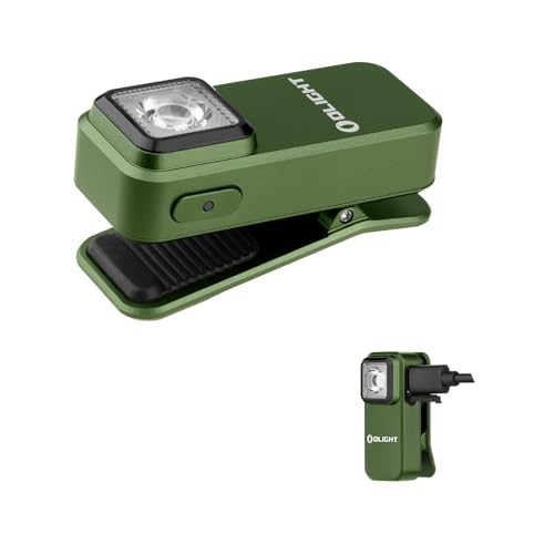 OLIGHT Oclip Mini LED Taschenlampe mit Rotes Licht, 300LM helle USB-C Aufladbare Taschenlampe, IPX5 Clip Lampe und 1,5m Fallschutz kleine Blinklicht für Camping und Sicherheitswarnungen(OD Green). von OLIGHT