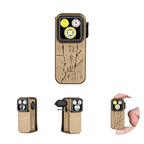OLIGHT Oclip Pro Mini LED Taschenlampe mit Flutlicht, fokussiertes Licht und Rotlicht,500 LM helle USB-C wiederaufladbare Flashlight,IPX6 Clip Lampe kleine Blinklicht für Camping(Ancient Script) von OLIGHT