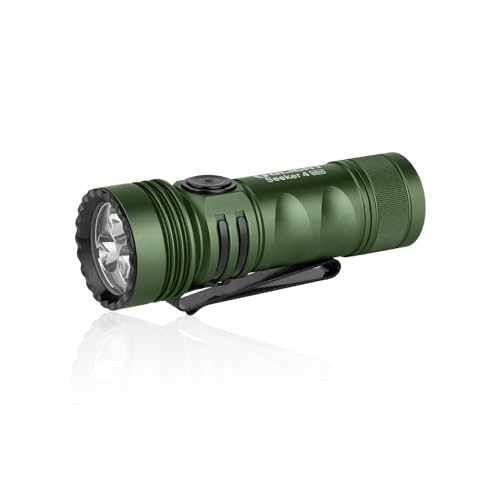 OLIGHT Seeker 4 Mini UV Taschenlampe, LED Weißlicht 1200 Lumen 120 Meter Wiederaufladbare Schwarzlicht 5 Helligkeitsstufen, EDC Lampe für den Alltag,Outdoor und Fleckendetektion(Grün Kaltweiß) von OLIGHT