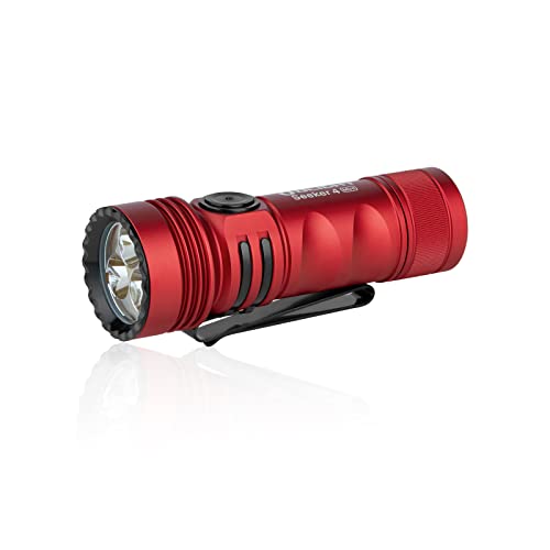 OLIGHT Seeker 4 Mini UV Taschenlampe, LED Weißlicht 1200 Lumen 120 Meter Wiederaufladbare Schwarzlicht 5 Helligkeitsstufen, EDC Lampe für den Alltag,Outdoor und Fleckendetektion(Rot Kaltweiß) von OLIGHT