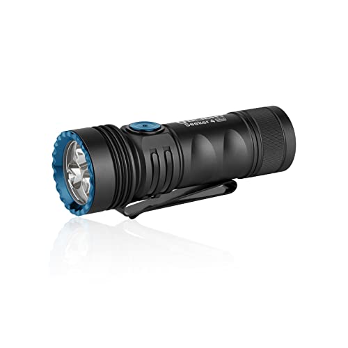 OLIGHT Seeker 4 Mini UV Taschenlampe, LED Weißlicht 1200 Lumen 120 Meter Wiederaufladbare Schwarzlicht 5 Helligkeitsstufen, EDC Lampe für den Alltag,Outdoor und Fleckendetektion(Schwarz Kaltweiß) von OLIGHT