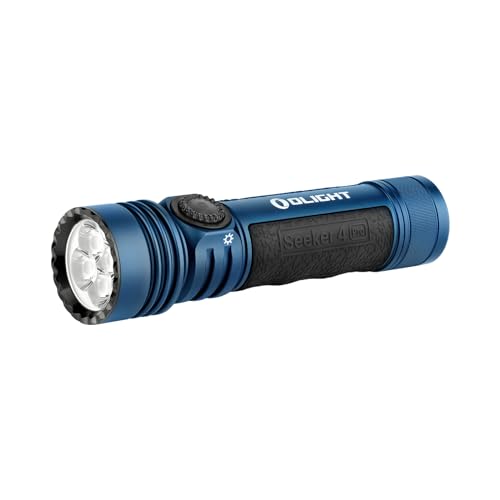 OLIGHT Seeker 4 Pro LED Taschenlampe mit Holster, 4600 Lumen 260 Meter, USB-C Wiederaufladbare Taschenlampe 15 Tage Akkulaufzeit, Tragbare Taschenlampe für den Alltag,Outdoor(Blau Kaltweiß) von OLIGHT