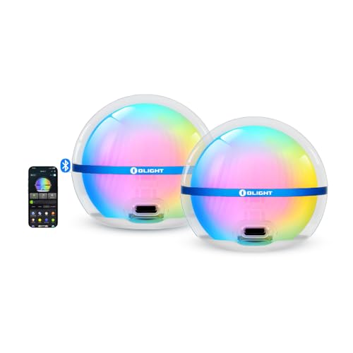 OLIGHT Sphere C 2 Stück Led Nachtlicht mit APP Steuerung, max.75 Lumen bis zu 40 Stunden Akkulaufzeit 20 Beleuchtungsoptionen, USB-C wiederaufladbares Stimmungslicht für den täglichen Gebrauch von OLIGHT