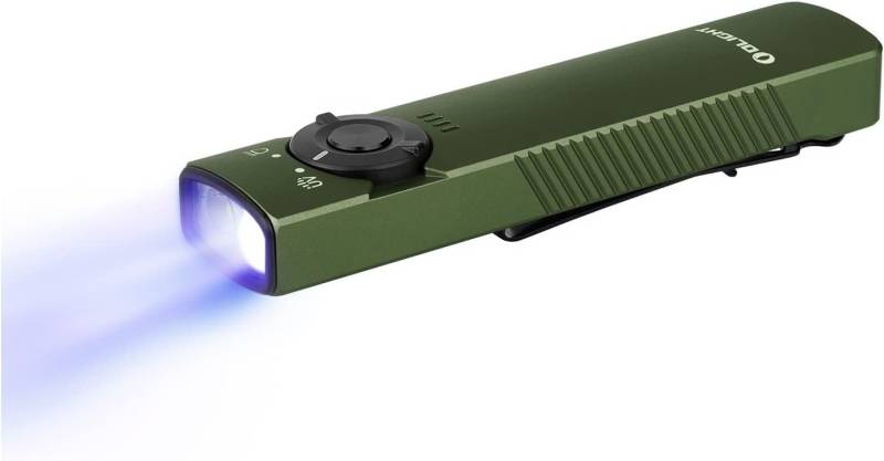 OLIGHT Taschenlampe Arkfeld UV EDC-Taschenlampe mit Weißlicht & 365 nm UV-Licht (Wiederaufladbare LED-Taschenlampe mit 1000 Lumen Weißlicht und 365 nm UV-Licht, UV Taschenlampe), ideal für Outdoor, Notfälle, Arbeit und zur Erkennung von Haustierurin von OLIGHT