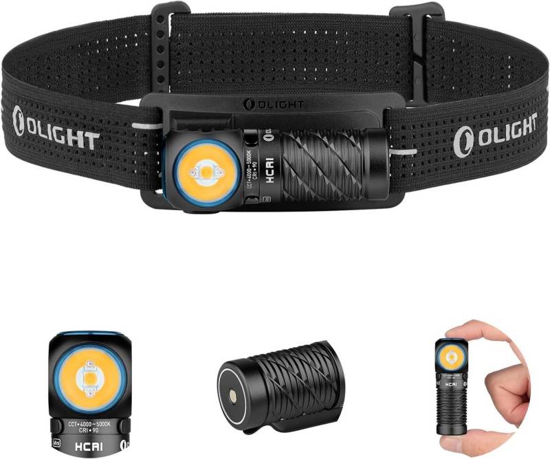OLIGHT Taschenlampe Perun 3 Mini Stirnlampe LED Wiederaufladbar, 1250 Lumen (Superhell Kopflampe Headlamp mit Rotlicht und 8 Lichtmodi, IPX8 Wasserdichte Stirnleuchte), Ideal für Outdoor, Angeln, Notfall Schwarz von OLIGHT