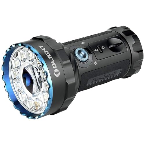 OLIGHT X7R Marauder 2 LED Taschenlampe, Super Hell 14000 Lumen Wiederaufladbare USB Große Taschenlampe mit Strahler und Flutlicht, 800 Meter Leuchtweite, 7modi,Schwarz von OLIGHT