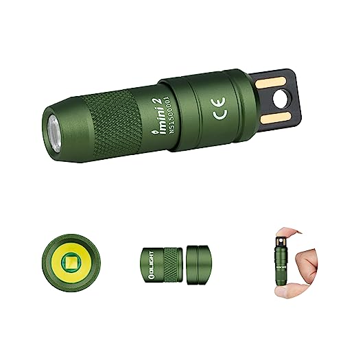 OLIGHT iMini 2 Mini LED USB-Aufladbare Taschenlampe Schlüsselhänger mit magnetischen Basis, 50LM 19,5g EOS Schlüsselbund Handlampe, IPX6 Kleine Flashlight für Camping, Outdoor, Notfälle (OD Green) von OLIGHT