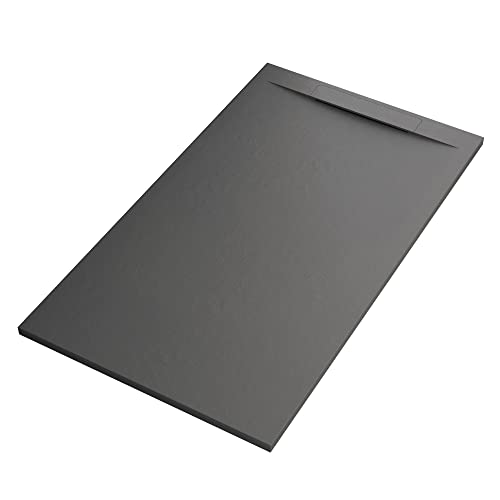 OLIMPO DOCCE - VINCENT Duschwanne aus dunkelgrauem Marmorharz in Steinoptik Beton - 90 x 200 cm von OLIMPO DOCCE