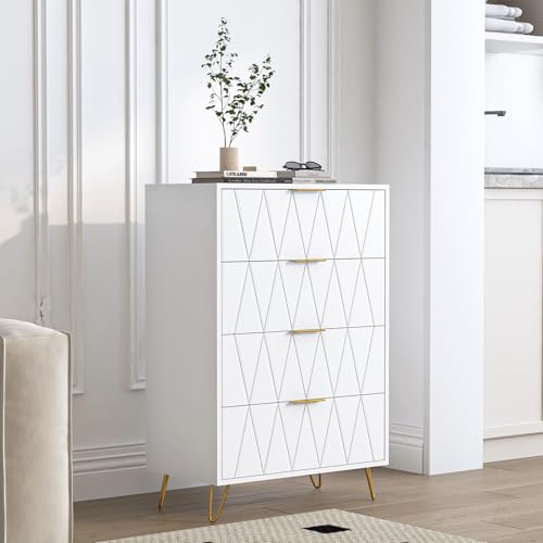OLIVIBED Kommode mit Schubladen, Moderne Sideboard mit Goldenen Beinen und Griffen, Schubladenschrank mit Stauraum, Komodenschrank für Wohnzimmer, Flur,(Weiß, 60x34x90cm OLIVIBED Kommode mit Schubladen, Moderne Sideboard mit Goldenen Beinen und Griffen, Schubladenschrank mit Stauraum, Komodenschrank für Wohnzimmer, Flur,(Weiß, 60x34x90cm von OLIVIBED