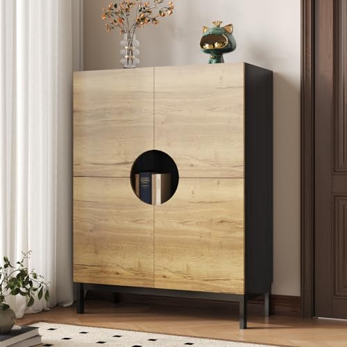 OLIVIBED Schuhschrank mit 4 Türen, Shoes Cabinet mit Beine und Stauraum, Schuhkommode mit Verstellbaren Einlegeböden, für Flur, Eingangsbereich, Foyer, Griffloses Design, 90x40x120cm, Holzfarbe OLIVIBED Schuhschrank mit 4 Türen, Shoes Cabinet mit Beine und Stauraum, Schuhkommode mit Verstellbaren Einlegeböden, für Flur, Eingangsbereich, Foyer, Griffloses Design, 90x40x120cm, Holzfarbe von OLIVIBED