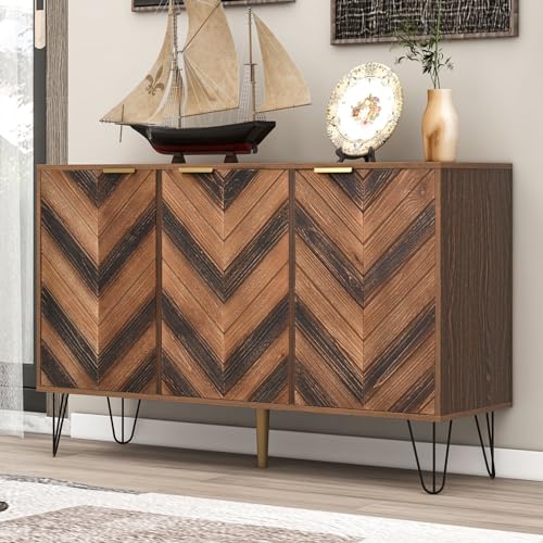 OLIVIBED Sideboard 120cm, Modernen Kommode mit 3 Türen, Highboard mit Beine und Stauraum, Wohnzimmerschrank für Wohnzimmer, Esszimmer & Schlafzimmer, Holzfarbe, 120x38x76,5cm OLIVIBED Sideboard 120cm, Modernen Kommode mit 3 Türen, Highboard mit Beine und Stauraum, Wohnzimmerschrank für Wohnzimmer, Esszimmer & Schlafzimmer, Holzfarbe, 120x38x76,5cm von OLIVIBED
