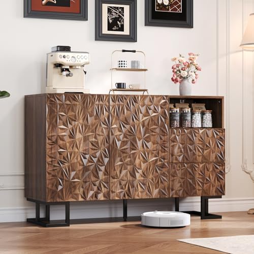 OLIVIBED Sideboard mit Geometrischem Design, Wohnzimmerschrank mit Türen und Schubladen, Kommode mit Offene Einlegeböden,für Esszimmer, Wohnzimmer, Flur, Walnussbraun, 120x40x78.5cm (120x40x78.5cm) OLIVIBED Sideboard mit Geometrischem Design, Wohnzimmerschrank mit Türen und Schubladen, Kommode mit Offene Einlegeböden,für Esszimmer, Wohnzimmer, Flur, Walnussbraun, 120x40x78.5cm (120x40x78.5cm) von OLIVIBED