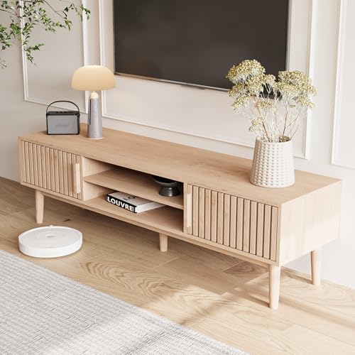 OLIVIBED TV-Möbel mit 2 Schränken, Lowboard mit Offenen Regalen, TV Kommode für Fernseher 60 Zoll, Landhaus-Design, Fernsehtisch mit Stauraum, für Wohnzimmer, Schlafzimmer, 150x40x48cm, Natur OLIVIBED TV-Möbel mit 2 Schränken, Lowboard mit Offenen Regalen, TV Kommode für Fernseher 60 Zoll, Landhaus-Design, Fernsehtisch mit Stauraum, für Wohnzimmer, Schlafzimmer, 150x40x48cm, Natur von OLIVIBED