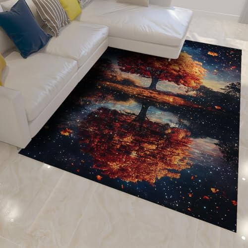 Fantasy Baum Bereich Teppich Traum Sternenklare Nacht Reflexion Design Teppiche Waschbar Weicher Niederflorteppich für Wohnzimmer Esszimmer Studio 80x150cm Fantasy Baum Bereich Teppich Traum Sternenklare Nacht Reflexion Design Teppiche Waschbar Weicher Niederflorteppich für Wohnzimmer Esszimmer Studio 80x150cm von OLLIAR Home