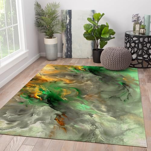 OLLIAR Home Abstrakte Kunst Wirbelmuster Teppiche rutschfeste Faltbare Bereich Teppiche Modernes dekoratives Design Fantastischer Marmorteppich, Smaragdgrün 140 x 200 cm OLLIAR Home Abstrakte Kunst Wirbelmuster Teppiche rutschfeste Faltbare Bereich Teppiche Modernes dekoratives Design Fantastischer Marmorteppich, Smaragdgrün 140 x 200 cm von OLLIAR Home