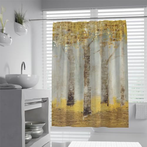 OLLIAR Home Birke Bäume Duschvorhang Abstrakt Gesprenkelter Stamm Baum AST Botanik Pflanze Natur Ansicht Thema Moderne Kunst Badvorhänge 120x200cm von OLLIAR Home