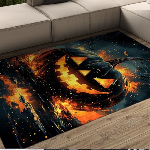 OLLIAR Home Brennende Kürbisteppiche für Wohnzimmer Horror Halloween dekorative Matten schwarz waschbarer Rutschfester dünner Teppich für Küche unter Tisch 180x240cm OLLIAR Home Brennende Kürbisteppiche für Wohnzimmer Horror Halloween dekorative Matten schwarz waschbarer Rutschfester dünner Teppich für Küche unter Tisch 180x240cm von OLLIAR Home