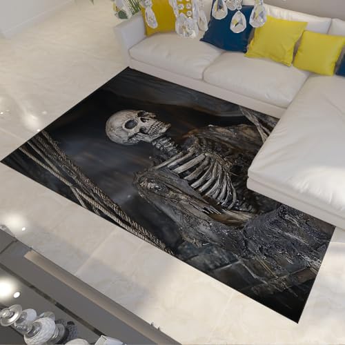 OLLIAR Home Dunkle Horror Thema Teppiche Gruseliges Skelett 3D Kunstdruck Teppich Waschbare rutschfeste niedrigflorige Teppiche für Spukhaus Halloween Dekor 150x200cm OLLIAR Home Dunkle Horror Thema Teppiche Gruseliges Skelett 3D Kunstdruck Teppich Waschbare rutschfeste niedrigflorige Teppiche für Spukhaus Halloween Dekor 150x200cm von OLLIAR Home