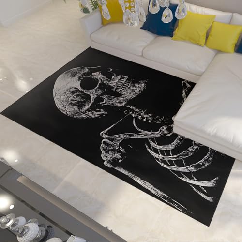 OLLIAR Home Dunkle Skelett Türmatte Spaß Schwarz und Weiß Schädel Gothic Dekor Bereich Teppiche Waschbarer Rutschfester Faltbarer Teppich für Schlafzimmer Schlafsaal Spielzimmer 60x120cm OLLIAR Home Dunkle Skelett Türmatte Spaß Schwarz und Weiß Schädel Gothic Dekor Bereich Teppiche Waschbarer Rutschfester Faltbarer Teppich für Schlafzimmer Schlafsaal Spielzimmer 60x120cm von OLLIAR Home