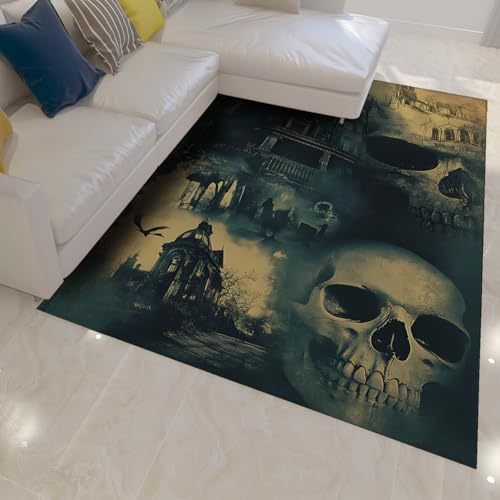 OLLIAR Home Dunkler Horror Schädel Teppich Spuk Haus Spooky Design Teppich Weich waschbar niedrig Flor Bereich Teppiche für Wohnzimmer Schlafzimmer Halloween Dekor 180x240cm OLLIAR Home Dunkler Horror Schädel Teppich Spuk Haus Spooky Design Teppich Weich waschbar niedrig Flor Bereich Teppiche für Wohnzimmer Schlafzimmer Halloween Dekor 180x240cm von OLLIAR Home