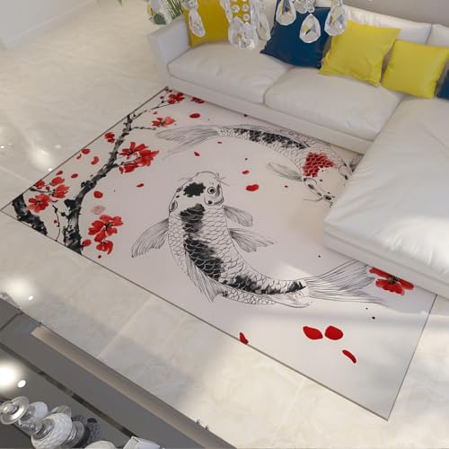 OLLIAR Home Giapponese Koi Fish Soggiorno Tappeti Fiori di Ciliegio Rosso Tappetino Minimalista Portatile Facile Pulizia Tappeto per Camera Da Letto Ufficio Sala Da Pranzo 180x300cm OLLIAR Home Giapponese Koi Fish Soggiorno Tappeti Fiori di Ciliegio Rosso Tappetino Minimalista Portatile Facile Pulizia Tappeto per Camera Da Letto Ufficio Sala Da Pranzo 180x300cm von OLLIAR Home