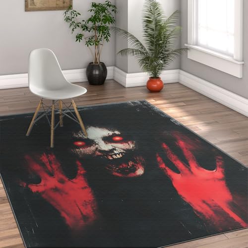 OLLIAR Home Gruseliger Themenbereich Teppiche Horror Rote Hände Geist Halloween Dekor Teppich Waschbarer Rutschfester rechteckiger Teppich für Wohnzimmer Spielzimmer 160x230cm von OLLIAR Home