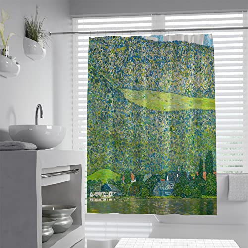 OLLIAR Home Gustav Klimt Vintage Duschvorhang rustikale Landkunst Landschaftsdrucke Vorhänge für Badezimmer Duschen Kabinen und Badewannen 180x200cm von OLLIAR Home