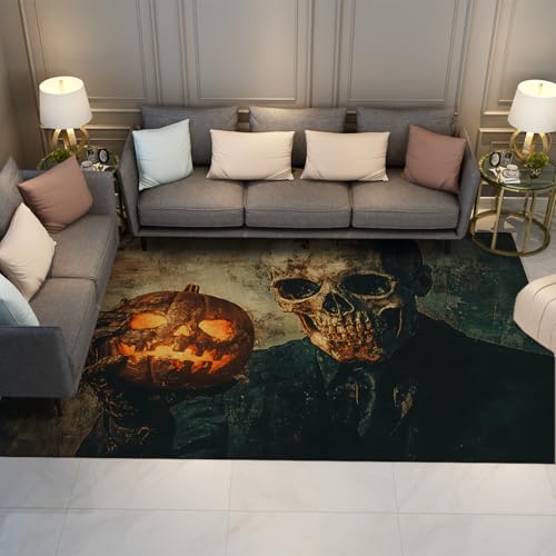 OLLIAR Home Halloween-Teppiche Retro Schädel Gentleman Kürbis einzigartige dunkle ästhetische Dekor Teppich weicher waschbarer dünner Teppich für Esszimmer Spielzimmer 120x180cm OLLIAR Home Halloween-Teppiche Retro Schädel Gentleman Kürbis einzigartige dunkle ästhetische Dekor Teppich weicher waschbarer dünner Teppich für Esszimmer Spielzimmer 120x180cm von OLLIAR Home