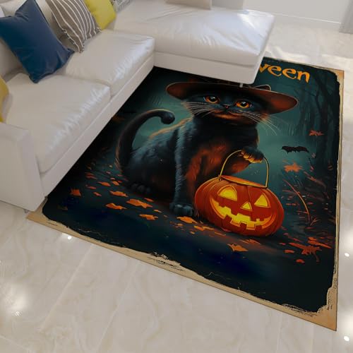 OLLIAR Home Herbst Katze Bereich Teppich Gothic Halloween Zauberer Hut Kürbisse Wald Ahorn Blätter Teppiche Rutschfester Niederflorteppich für Wohnzimmer Arbeitszimmer Schlafzimmer 120x180cm OLLIAR Home Herbst Katze Bereich Teppich Gothic Halloween Zauberer Hut Kürbisse Wald Ahorn Blätter Teppiche Rutschfester Niederflorteppich für Wohnzimmer Arbeitszimmer Schlafzimmer 120x180cm von OLLIAR Home