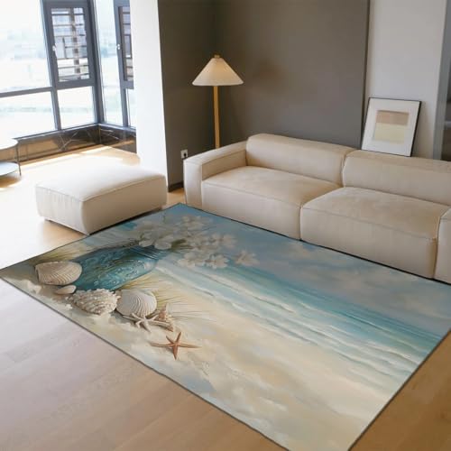 OLLIAR Home Küstenstrand Themenbereich Teppiche Blauer Ozean Seestern Vase Print Teppich Waschbarer Rutschfester dünner Teppich für Wohnzimmer Balkon Terrasse 100x150cm OLLIAR Home Küstenstrand Themenbereich Teppiche Blauer Ozean Seestern Vase Print Teppich Waschbarer Rutschfester dünner Teppich für Wohnzimmer Balkon Terrasse 100x150cm von OLLIAR Home