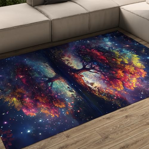 OLLIAR Home Magischer Baumteppich Fantasy Blau Sternenhimmel Baum des Lebens Muster Bereich Teppiche Waschbarer Faltbarer rechteckiger Teppich für Kinderzimmer Schlafzimmer 120x180cm OLLIAR Home Magischer Baumteppich Fantasy Blau Sternenhimmel Baum des Lebens Muster Bereich Teppiche Waschbarer Faltbarer rechteckiger Teppich für Kinderzimmer Schlafzimmer 120x180cm von OLLIAR Home