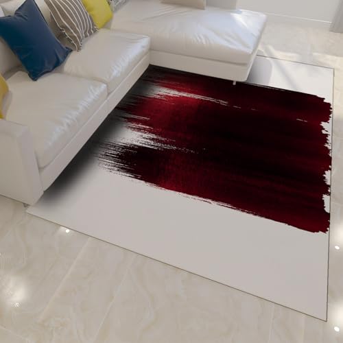OLLIAR Home Minimalistische rot weiße Teppiche abstrakte Pinselstriche zeitgenössische Kunst Design Teppich weicher Flauschiger tragbarer Teppich für Wohnzimmer Wohnung 100x150cm OLLIAR Home Minimalistische rot weiße Teppiche abstrakte Pinselstriche zeitgenössische Kunst Design Teppich weicher Flauschiger tragbarer Teppich für Wohnzimmer Wohnung 100x150cm von OLLIAR Home