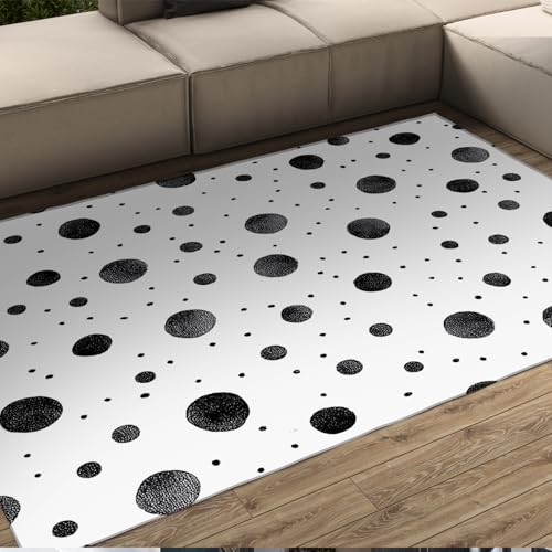 OLLIAR Home Moderne Polka Dot Große Wohnzimmerteppiche Minimalistischer geometrischer schwarzer und weißer Teppich Weicher waschbarer dünner Teppich für Schlafzimmer Wohnkultur 140x200cm von OLLIAR Home