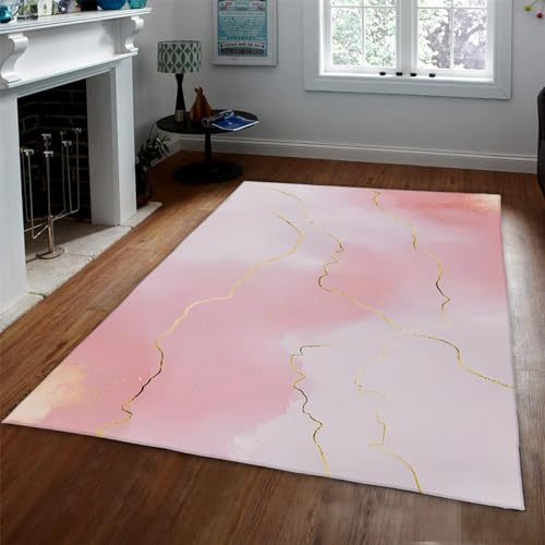 OLLIAR Home Moderne Trendige ästhetische Teppiche Romantische rosa Teppiche für Kinder Mädchen Frauen Wohnzimmer Dekor Rutschfester Leichter Teppich 120x180cm von OLLIAR Home