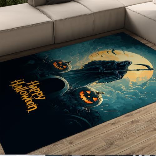 OLLIAR Home Mysteriöser Horror Schädel Teppich Fantasy Mond Wolke Kürbis Laterne Muster Bereich Teppiche Weicher niedrigfloriger waschbarer Teppich für Zuhause Halloween Dekor 160x230cm OLLIAR Home Mysteriöser Horror Schädel Teppich Fantasy Mond Wolke Kürbis Laterne Muster Bereich Teppiche Weicher niedrigfloriger waschbarer Teppich für Zuhause Halloween Dekor 160x230cm von OLLIAR Home