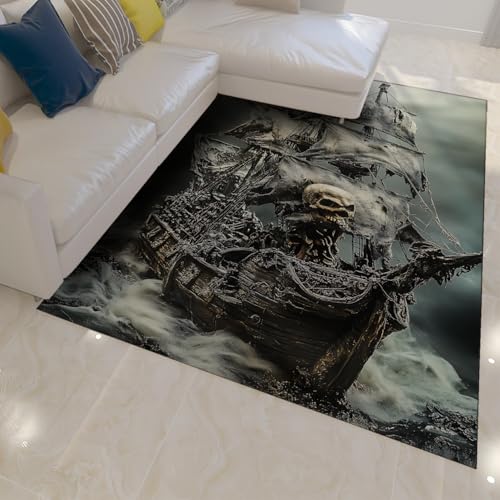 OLLIAR Home Mystery Segelboot Teppich Skull Stormy Sea Spooky Design Schlafzimmer Bereich Teppiche Maschinenwaschbar Weiche High Traffic Teppiche für den Wohnzimmereingang 140x200cm OLLIAR Home Mystery Segelboot Teppich Skull Stormy Sea Spooky Design Schlafzimmer Bereich Teppiche Maschinenwaschbar Weiche High Traffic Teppiche für den Wohnzimmereingang 140x200cm von OLLIAR Home