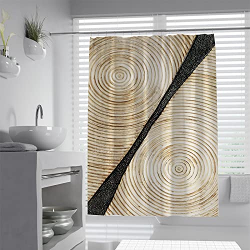 OLLIAR Home Retro Beige Kreis Swirls Badewanne Duschvorhang Vintage Abstrakte Textur Duschkabine Vorhang für Badezimmer mit 12 Haken 120x200cm von OLLIAR Home