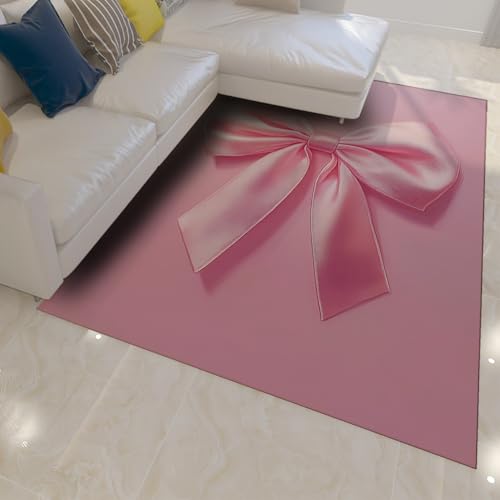 OLLIAR Home Rosa Bow Area Teppich Moderner Niedlicher 3D Druck Design Teppich Waschbar Faltbar Weich Dünne Fußmatten für Mädchen Schlafzimmer Balkon Terrasse Deck 100x150cm OLLIAR Home Rosa Bow Area Teppich Moderner Niedlicher 3D Druck Design Teppich Waschbar Faltbar Weich Dünne Fußmatten für Mädchen Schlafzimmer Balkon Terrasse Deck 100x150cm von OLLIAR Home