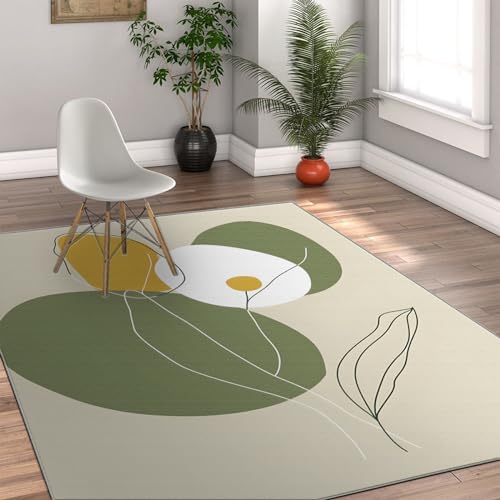 OLLIAR Home Salbeigrüner Teppich Gelbe Kunst Minimalistische Teppiche Super dünner moderner Indoor-Teppich für Wohnheim Kinderzimmer Wohnkultur rutschfeste Fußmatten 50x80cm von OLLIAR Home