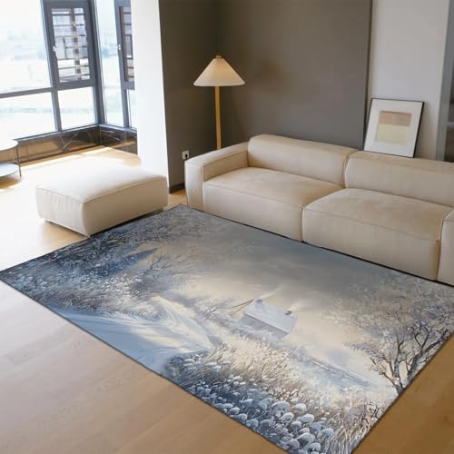 OLLIAR Home Schneeszene Wohnzimmer Bereich Teppiche Natürliche Landschaft Winter Thema Abwaschbare Bodenmatte Rustikale Hütte Bäume Pfad Teppich für Schlafzimmer Büro 60x120cm OLLIAR Home Schneeszene Wohnzimmer Bereich Teppiche Natürliche Landschaft Winter Thema Abwaschbare Bodenmatte Rustikale Hütte Bäume Pfad Teppich für Schlafzimmer Büro 60x120cm von OLLIAR Home